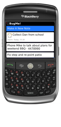 Screenshot of BugMe! for BlackBerry